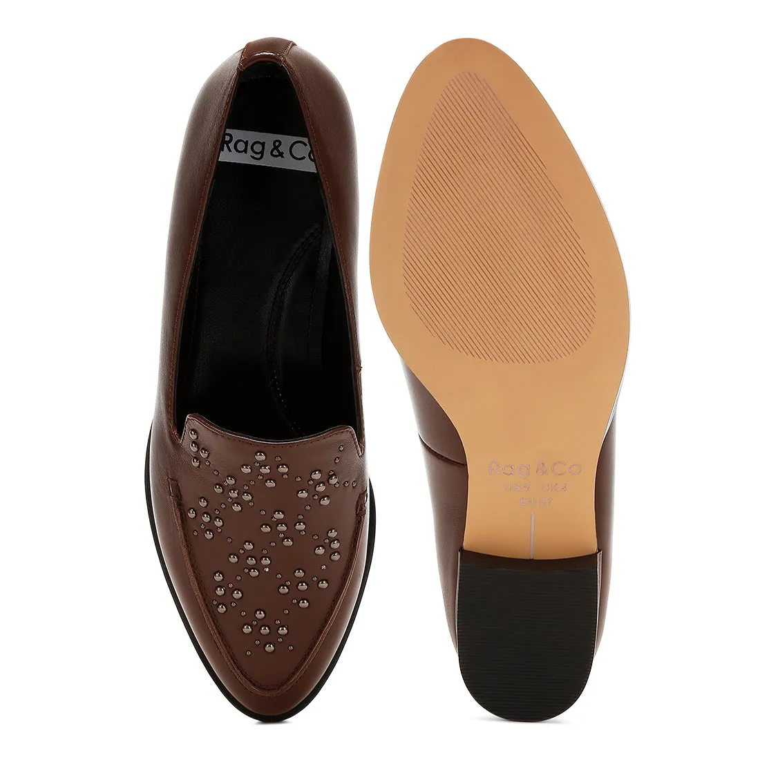 Studded Genuine Leather Loafers