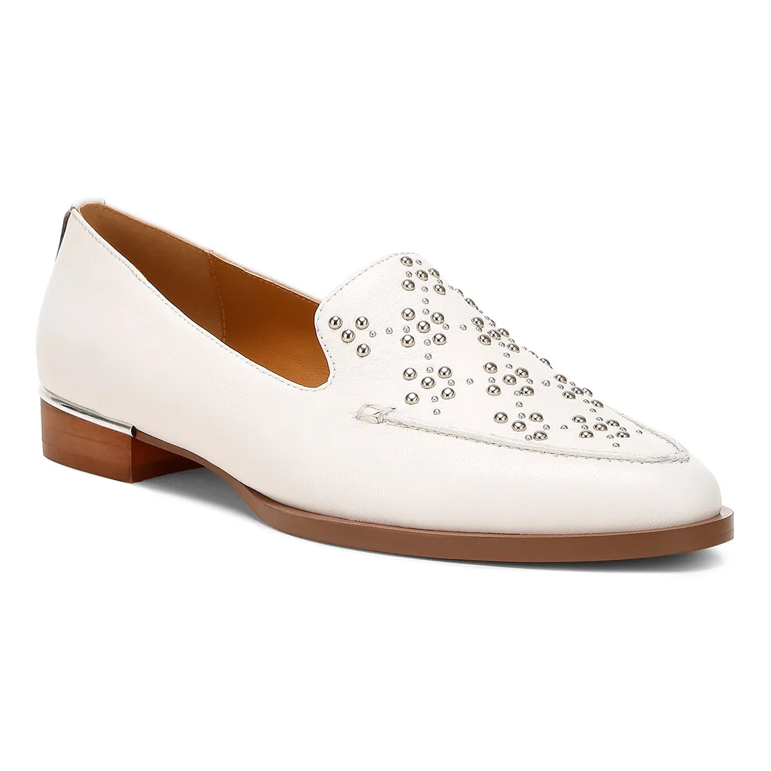 Studded Genuine Leather Loafers