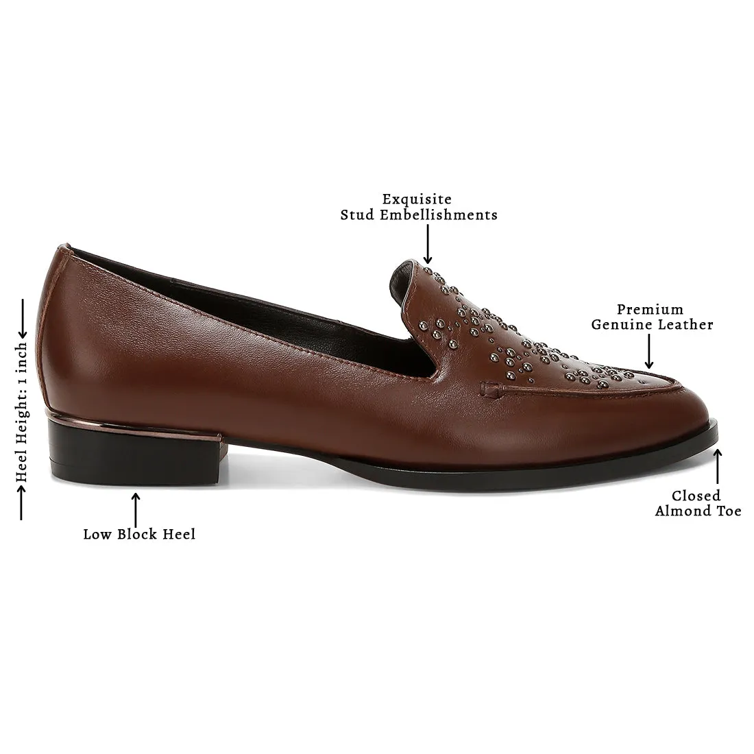 Studded Genuine Leather Loafers