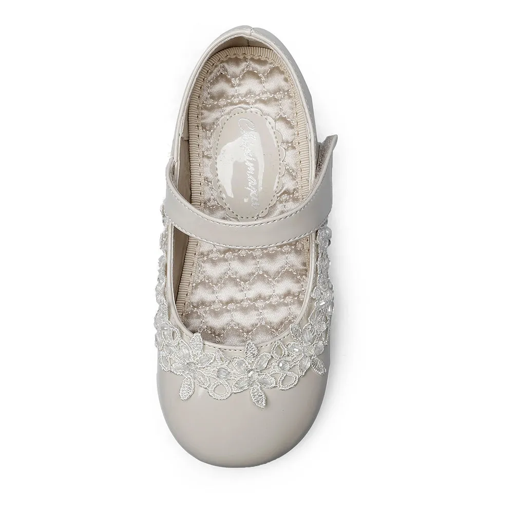 Toddler Princess Marry Jane Flat Flower Shoes Easy Strap (Toddler/Little Kid)