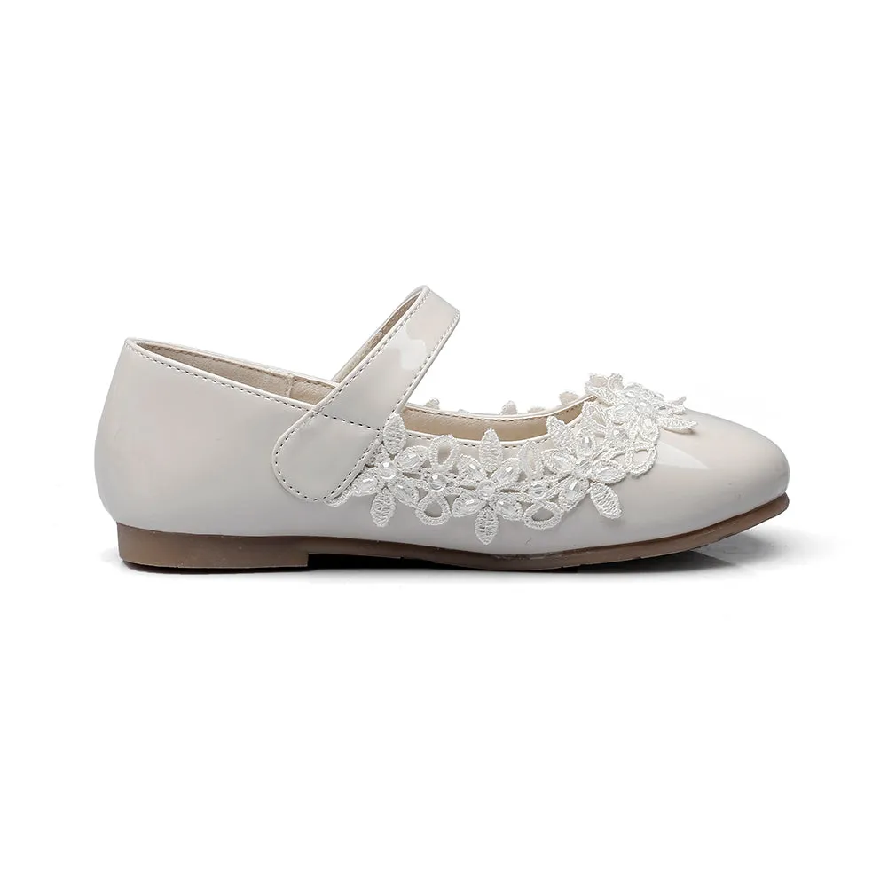 Toddler Princess Marry Jane Flat Flower Shoes Easy Strap (Toddler/Little Kid)