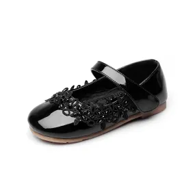 Toddler Princess Marry Jane Flat Flower Shoes Easy Strap (Toddler/Little Kid)