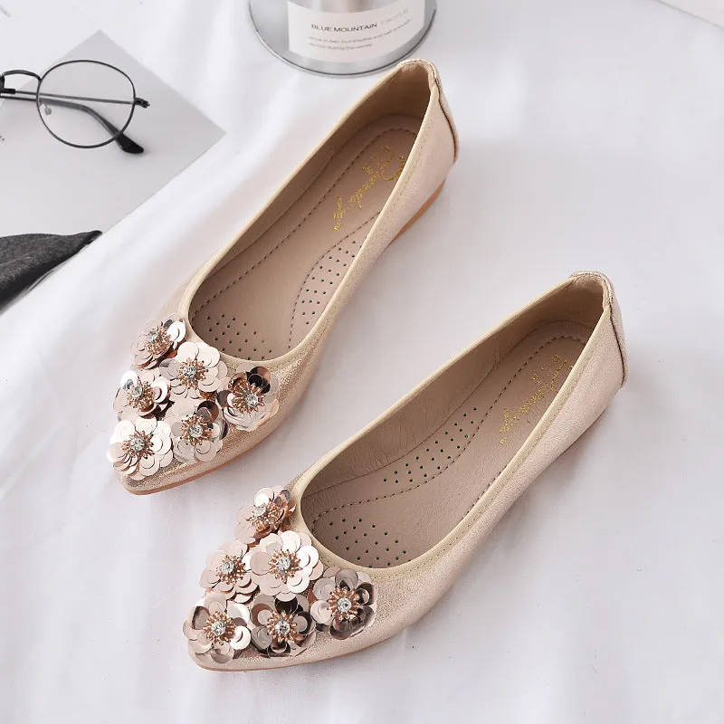 vanccy  Casual Comfort Dressy Flats For Wedding Bling Sparkly Bridal Shoes