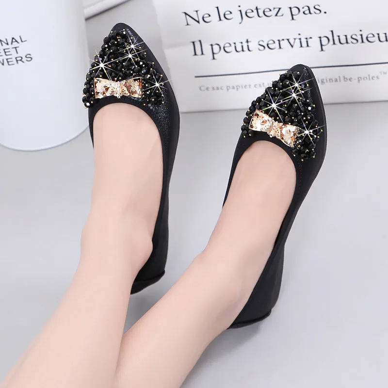 vanccy  Casual Comfort Dressy Flats For Wedding Bling Sparkly Bridal Shoes