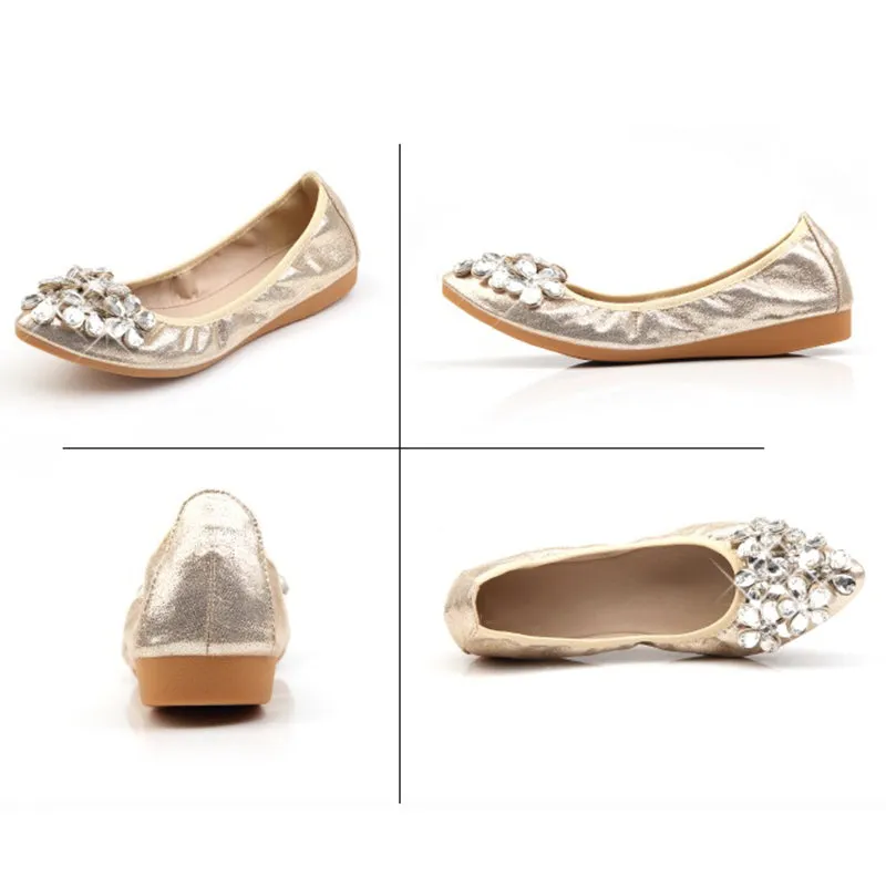 vanccy  Casual Comfort Dressy Flats For Wedding Bling Sparkly Bridal Shoes