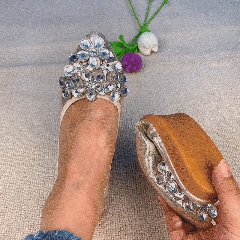 vanccy  Casual Comfort Dressy Flats For Wedding Bling Sparkly Bridal Shoes