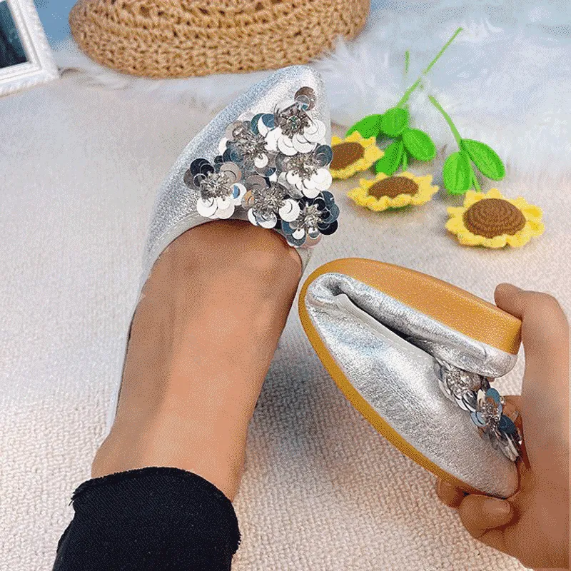 vanccy  Casual Comfort Dressy Flats For Wedding Bling Sparkly Bridal Shoes