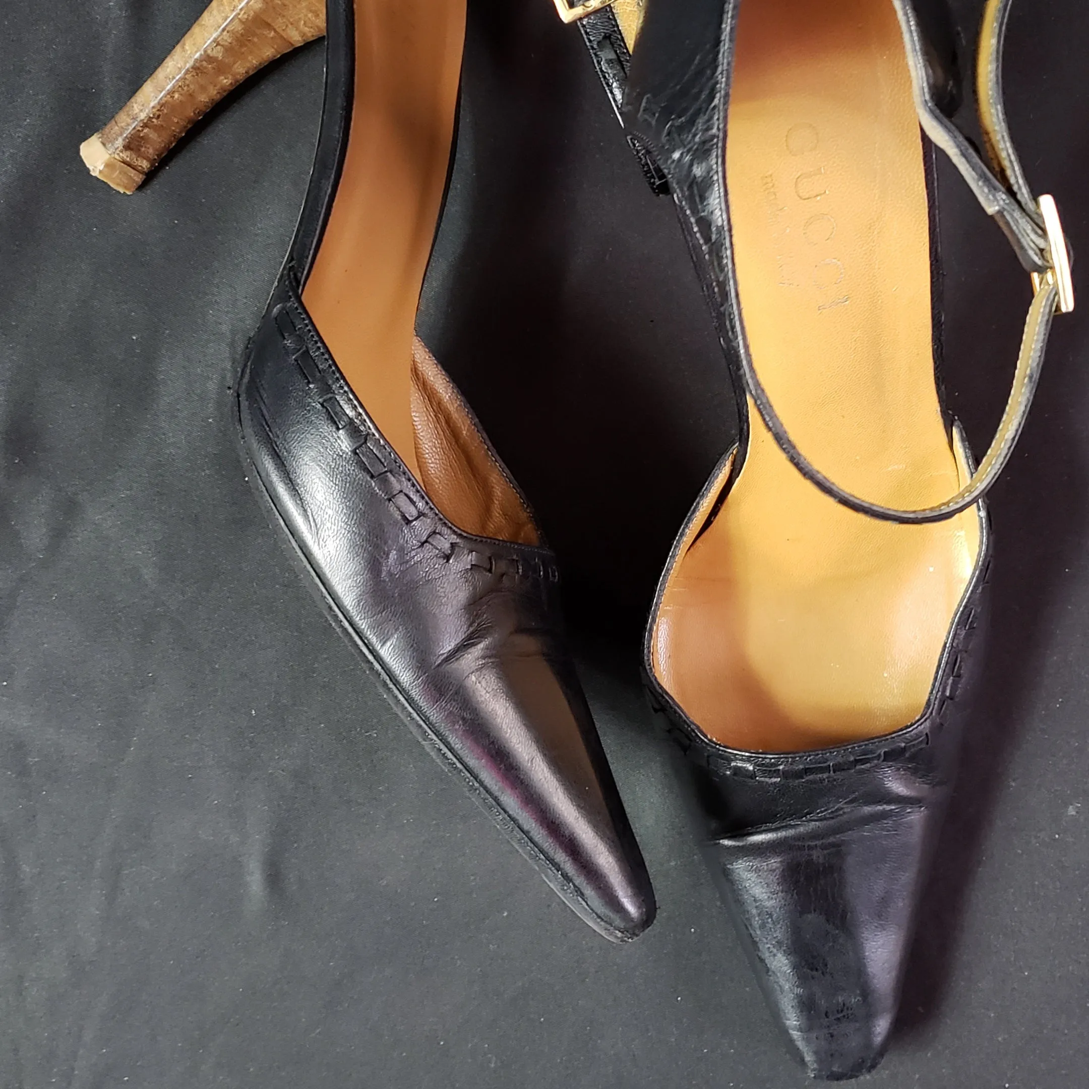 Vintage Gucci Ankle Wrap Pumps Size 7.5