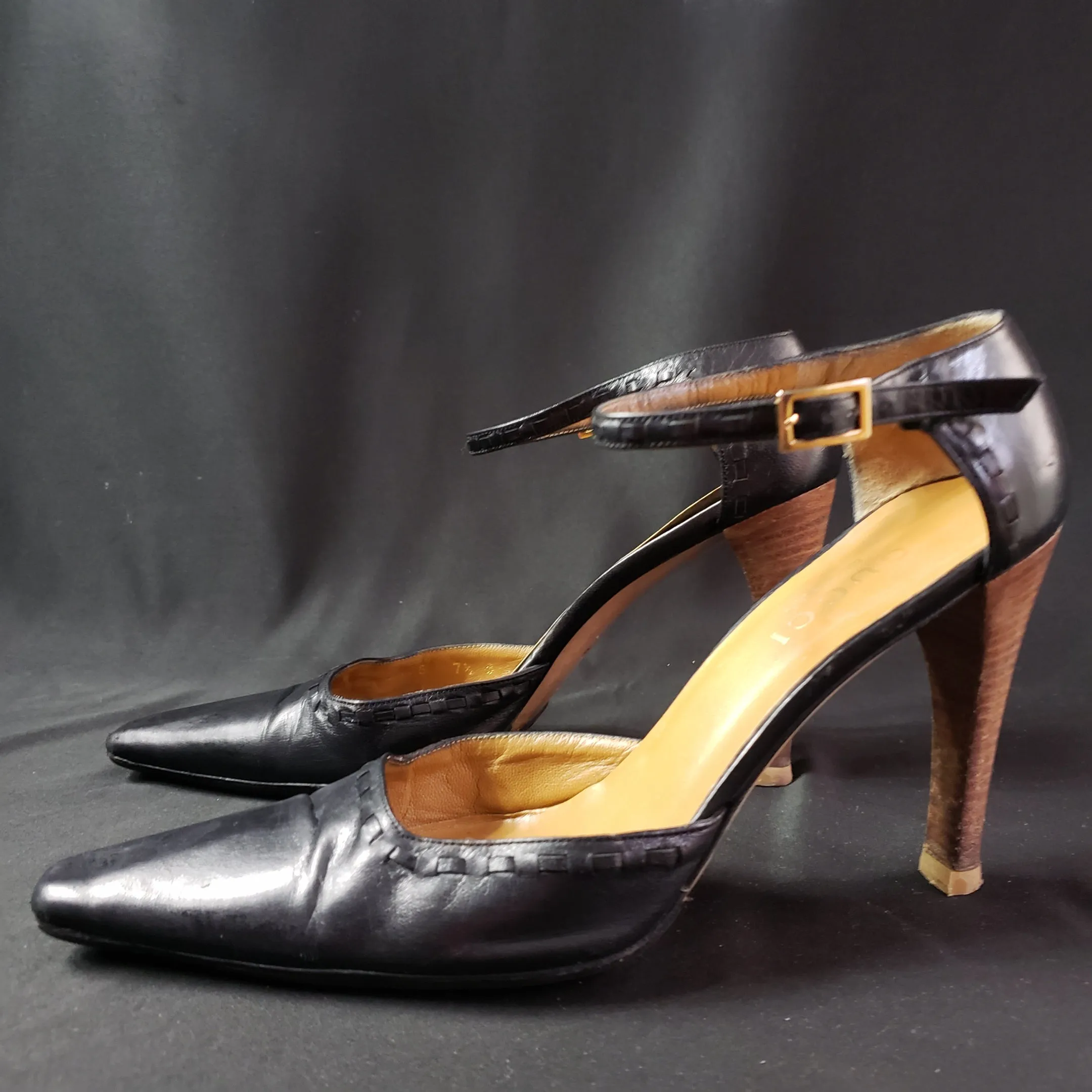 Vintage Gucci Ankle Wrap Pumps Size 7.5