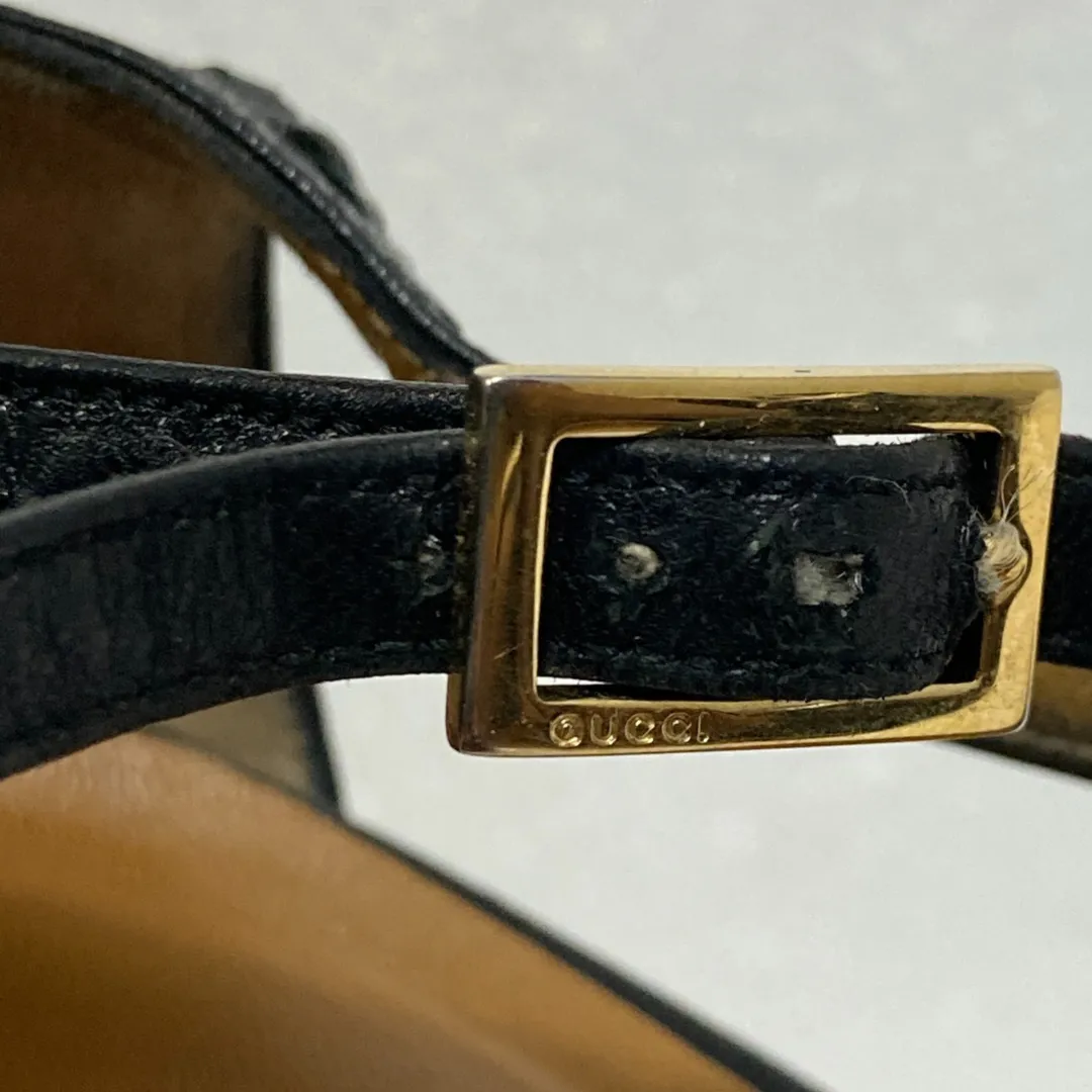 Vintage Gucci Ankle Wrap Pumps Size 7.5