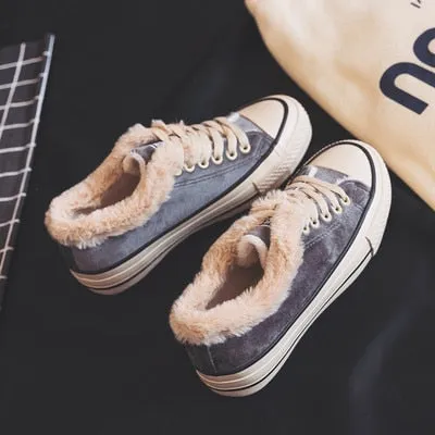 Women's  Flock Cotton Fur Winter Sneakers Clearance