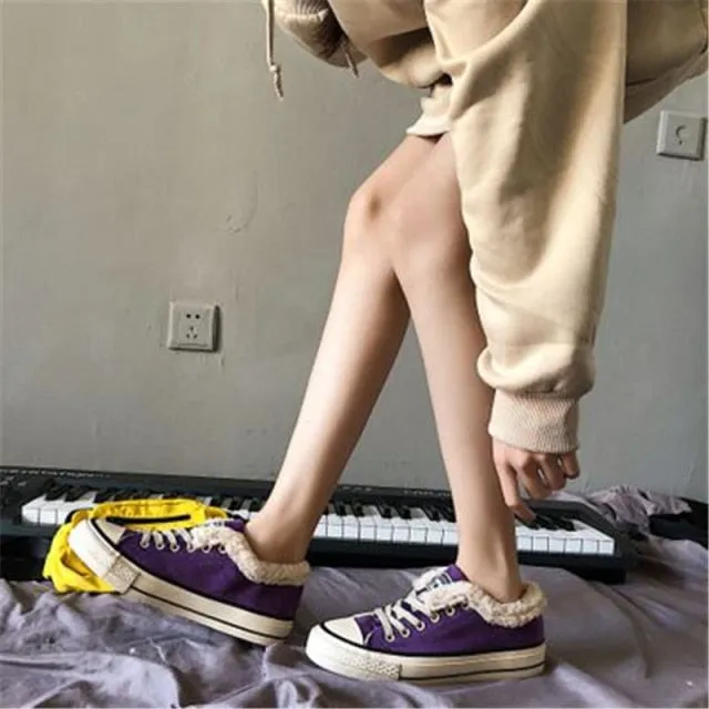 Women's  Flock Cotton Fur Winter Sneakers Clearance
