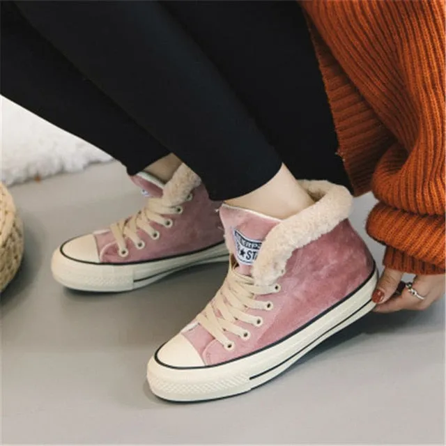 Women's  Flock Cotton Fur Winter Sneakers Clearance