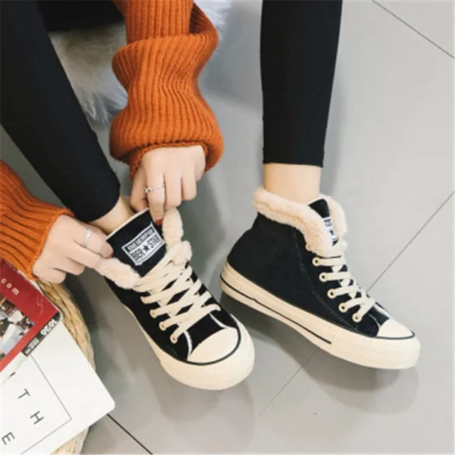 Women's  Flock Cotton Fur Winter Sneakers Clearance
