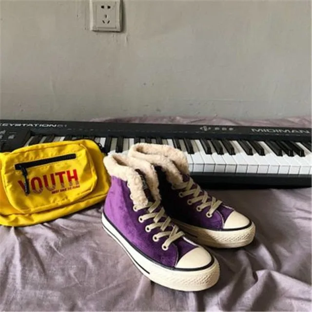 Women's  Flock Cotton Fur Winter Sneakers Clearance