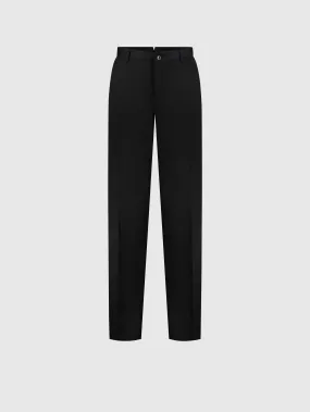 Wool Trousers with Leather Detailing Black